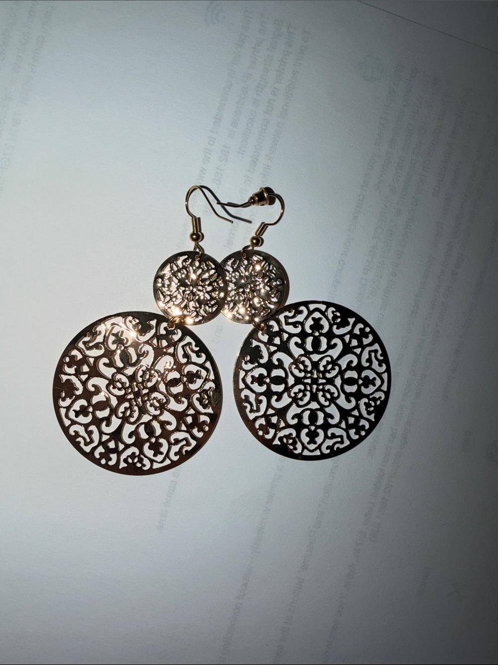 Gold Filigree Double Drop Earrings - Women Jewelry